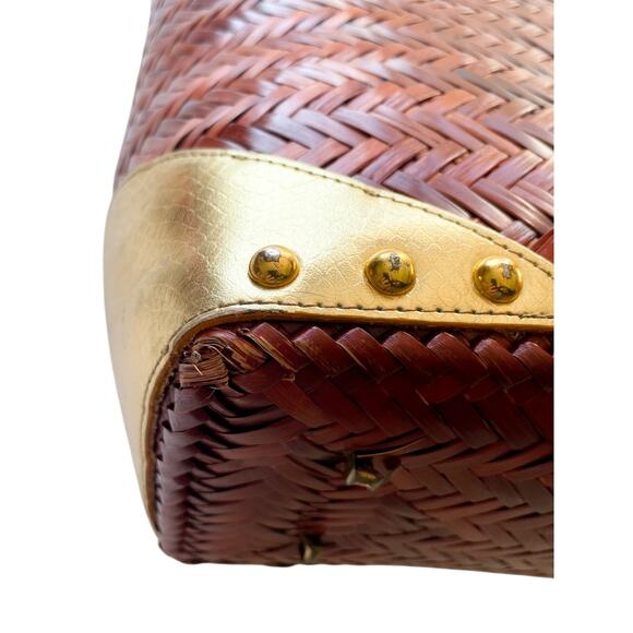 Lilly Pulitzer Woven Straw Tote Bag with Gold Trim - Picture 6 of 12